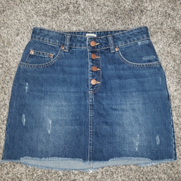 Roxy| Denim Button-Up Mini Skirt - Picture 1 of 6